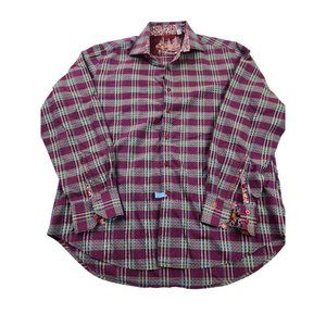 Robert Graham Mens L Large Classic Fit Flip Cuff Button Front Shirt